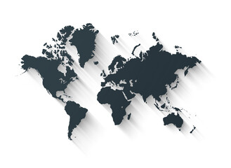 Black world map illustration on a transparent background