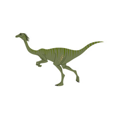 Troodon T-rex green isolated cartoon dinosaur character. Vector dino T-rex, theropod extinct baby raptor prehistoric animal