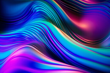 Holographic Neon Fluid Waves AI Generative