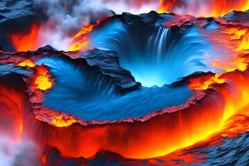 Vibrant between lava and water create by generative ai