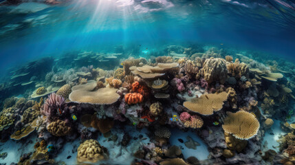 Fototapeta na wymiar Vue sous-marine de la grande barrière de corail en Australie