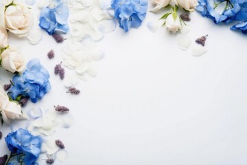 Spring flower frame on white background