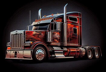 Semi Truck. Trucking and Shipping Theme. Generate Ai.