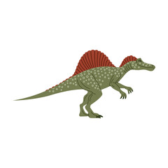 Spinosaurus isolated spine lizard, cartoon theropod dinosaur. Vector animal of prehistoric period, big ancient lizard. Dino with tall neural spines on back