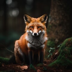 Naklejka na ściany i meble red fox in the wild. GenerativeAI.