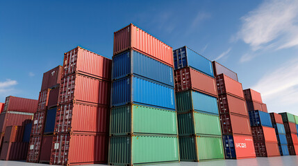 Container Cargo Ship, Generative AI, Illustration