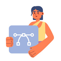 Obraz premium Web designer job flat concept vector spot illustration. Editable 2D cartoon character on white for web design. Multimedia artist. Freelance career creative idea for website, mobile, magazine