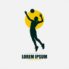 Fototapeta na wymiar volleyball logo design with jumping person icon