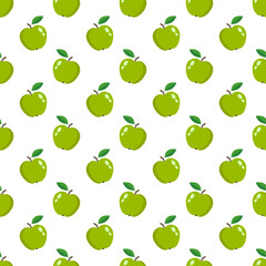 Seamless texture with a pattern of green apples.