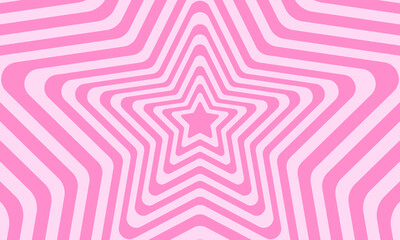 Repeating pink stars background in trendy retro 2000s design. Groovy pattern in y2k vintage style for poster, banner, cover, textile and paper print. Aesthetic vector illustration in pastel colors