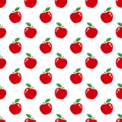 Seamless pattern red apples on white.