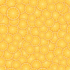 Sliced orange seamless pattern, exotic fruits vector background.