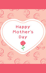 母の日　カーネーション模様の背景とハートを組み合わせた母の日のバナー　英語