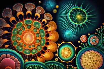 microscopic diatoms sea flowers Haeckel inspiration generative ai