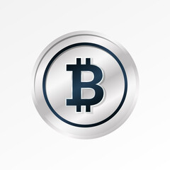 Bitcoin sign. Isolated vector illustration. Blockchain technology, crypto currency symbol. Virtual money icon for business, finance, global trade, payment