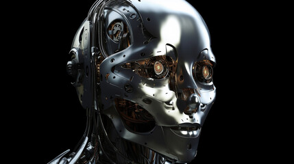 アンドロイドロボットの顔人口知能イメージ