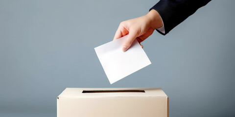 Voter Holds Envelope In Hand Above Vote Ballot