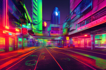 Fototapeta premium texas city cyber punk, neon city night generative ai