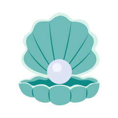 cartoon vector illustration of shell with pearl - 585847269