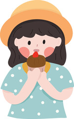 illustration girl eating candy
