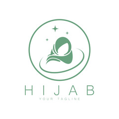 simple muslimah hijab logo template vector illustration design-vector