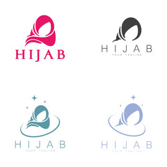 simple muslimah hijab logo template vector illustration design-vector
