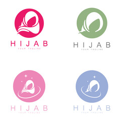 simple muslimah hijab logo template vector illustration design-vector