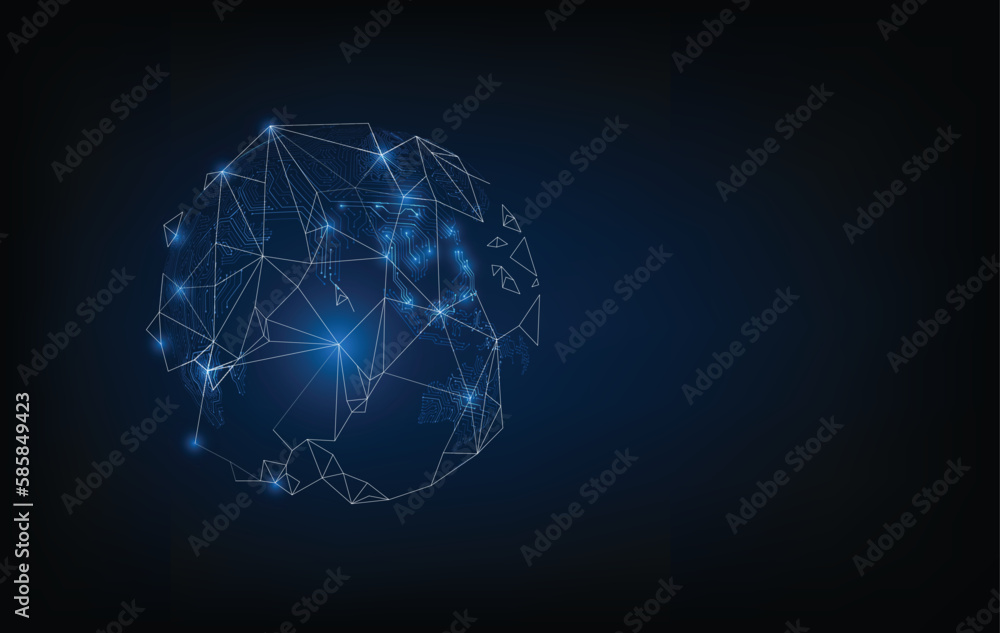 Poster abstract circuit networking blockchain concept background.