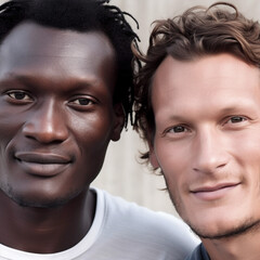 Generative ai portrait two smiling mixed race men