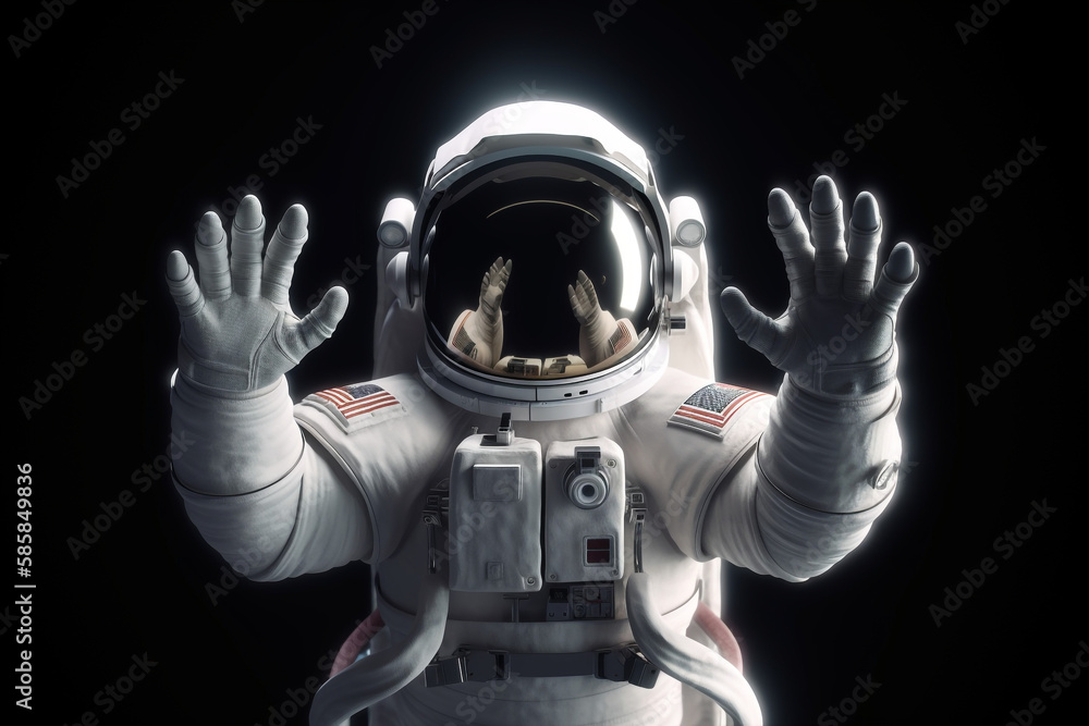 Wall mural generative ai astronaut floating zero gravity in outer space