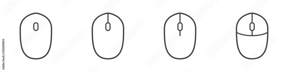 Poster computer mouse icons vector. left and right click vector. icons set of pressing different mouse butt