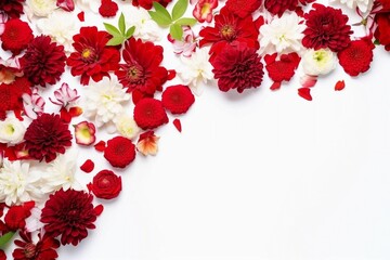 red Spring flower frame on white background