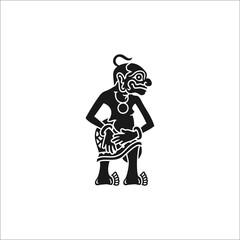vector of female black and white puppets who play the role of community leaders in Indonesian traditions