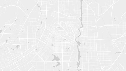 White and light grey Changchun city area vector background map, roads and water illustration. Widescreen proportion, digital flat design.