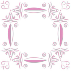 Fototapeta na wymiar Festive pink ornament frame, white space for text. Greeting card, announcement or invitation with an ornamental romantic love motif in vector and jpg format. Isolated.