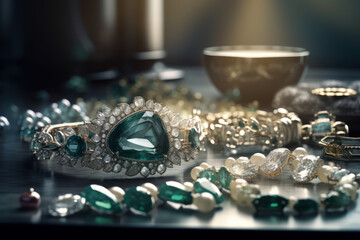 Antique Emerald Earrings: Exquisite Ancient Jewelry, Generative AI