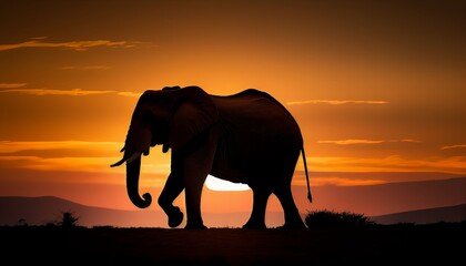 Fototapeta na wymiar The Beauty of Wildlife: African Elephant Sunset Safari