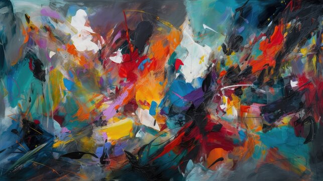 Abstract background that combines bold colors and expressive brushstrokes, capturing the energy and emotion of a vibrant abstract expressionist painting - Generative AI