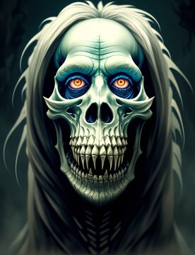 skeleton god, undead lord, digital illustration, Generative AI.