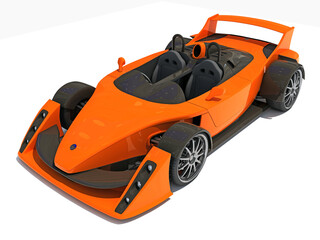 Race Car 3D rendering on white background