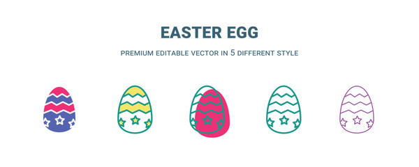 easter egg icon in 5 different style. Outline, filled, two color, thin easter egg icon isolated on white background. Editable vector can be used web and mobile