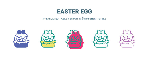 easter egg icon in 5 different style. Outline, filled, two color, thin easter egg icon isolated on white background. Editable vector can be used web and mobile