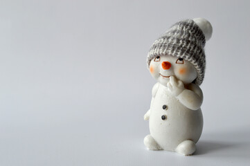 Closeup of a ceramic snowman