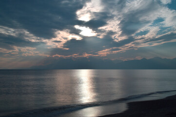Beautiful sunset on the coast of the Mediterranean sea