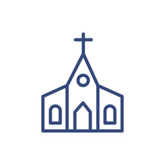 church icon. Thin line church icon from happy easter collection. Outline vector isolated on white background. Editable church symbol can be used web and mobile