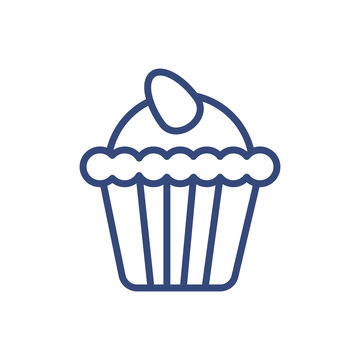 cupcake icon. Thin line cupcake icon from happy easter collection. Outline vector isolated on white background. Editable cupcake symbol can be used web and mobile