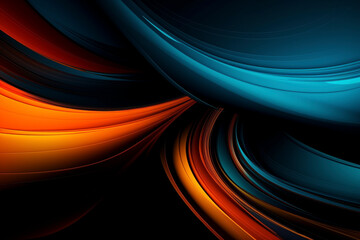 Abstract blue and orange background with lines - Generative Ai
