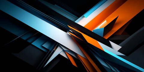 Abstract 3d orange and blue fractal background - Generative Ai