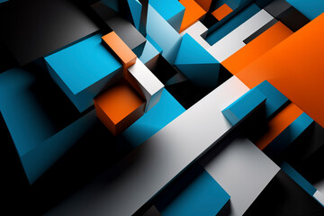 Abstract blue and orange background with squares - Generative Ai