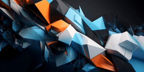 Abstract orange, blanc, and blue background with waves - Generative Ai